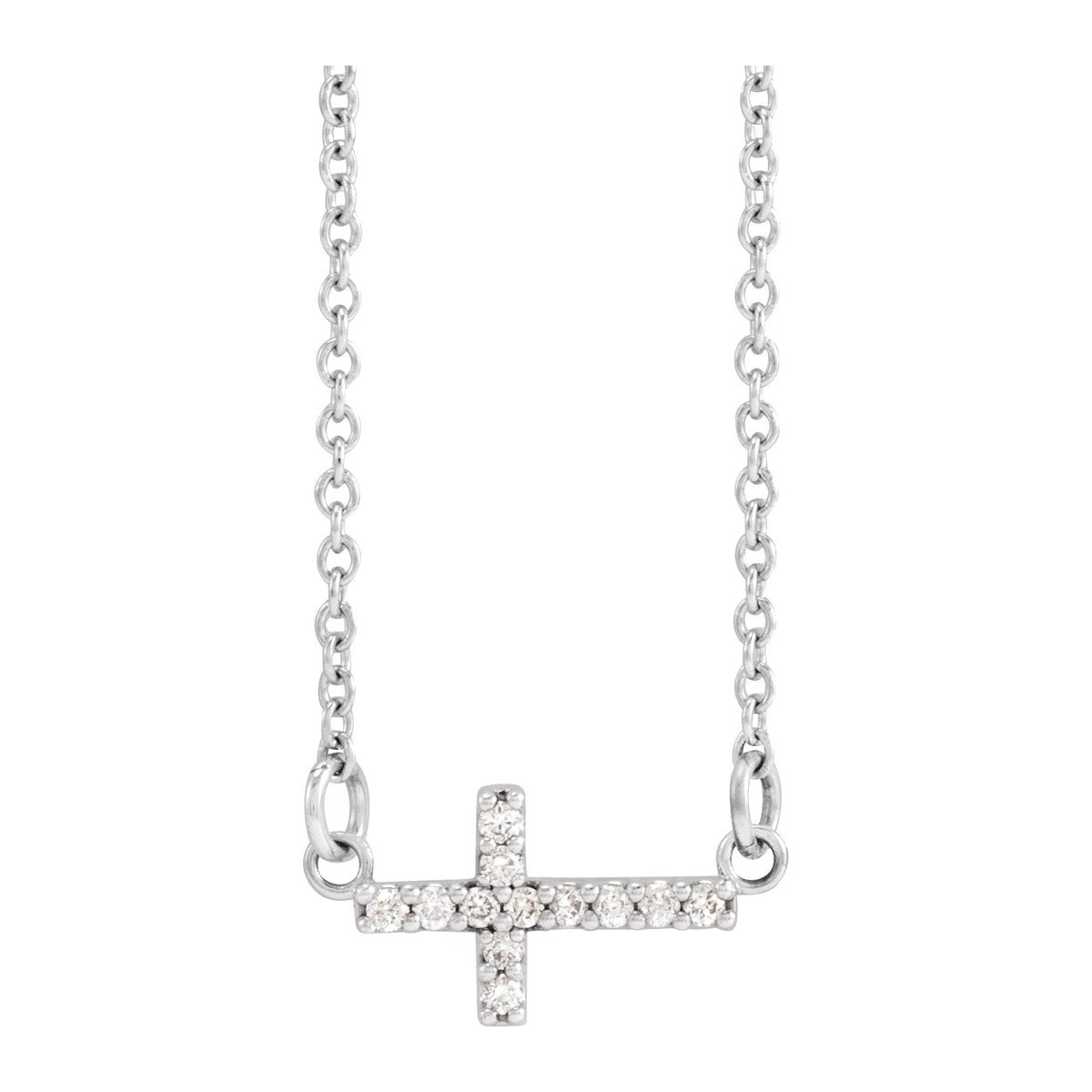 Pavé Sideways Cross Necklace