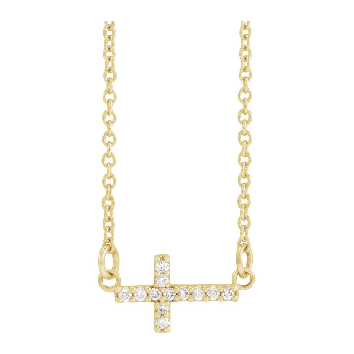 Pavé Sideways Cross Necklace