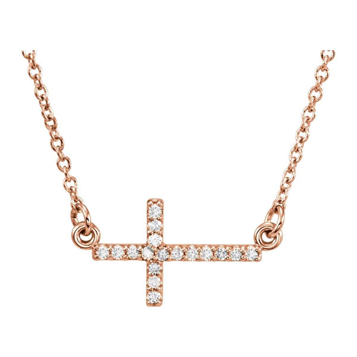 Pavé Sideways Cross Necklace