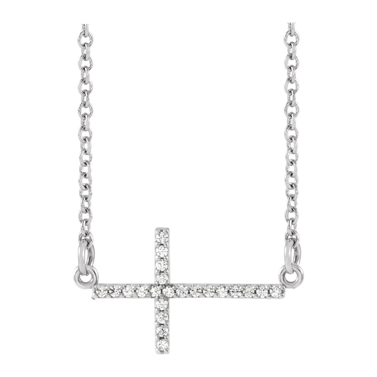 Pavé Sideways Cross Necklace