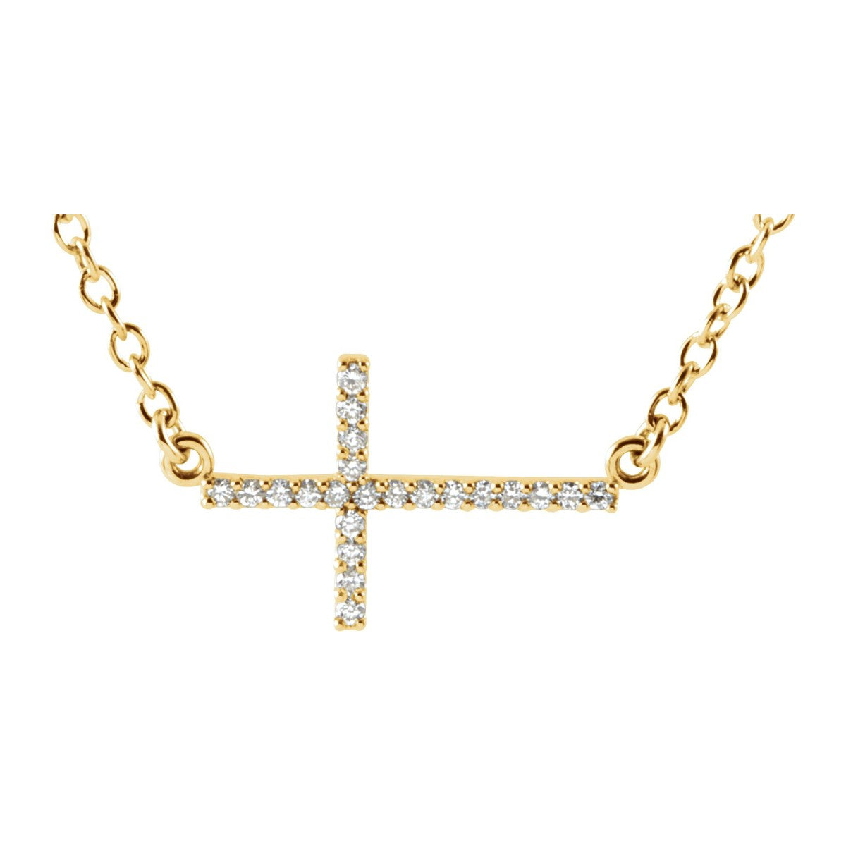 Pavé Sideways Cross Necklace