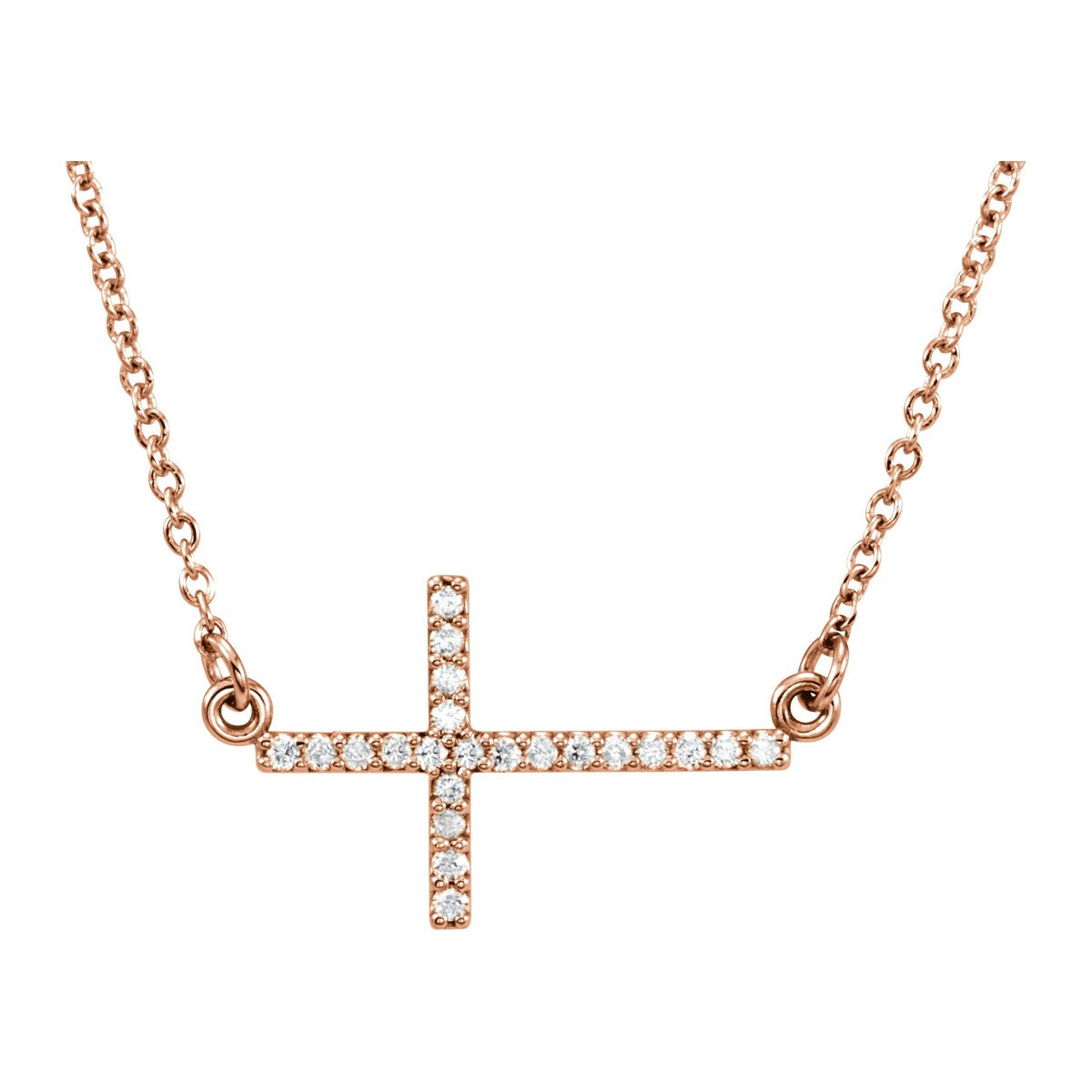 Pavé Sideways Cross Necklace