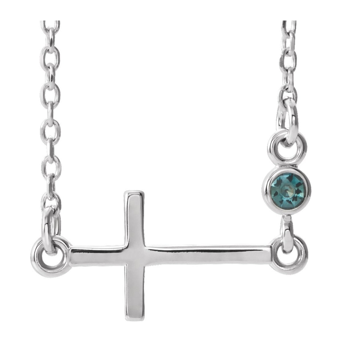 Gemstone-Accent Sideways Cross Necklace