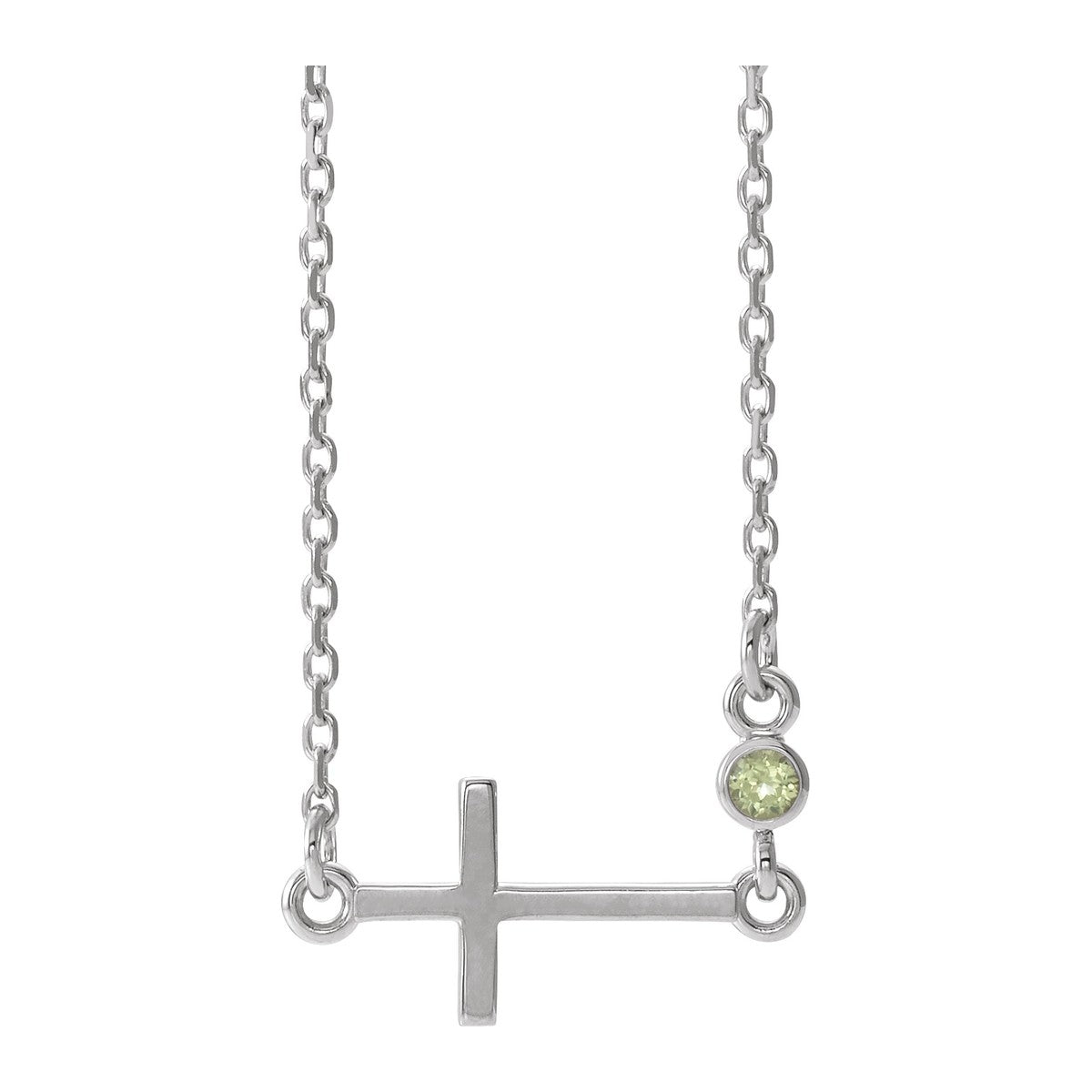 Gemstone-Accent Sideways Cross Necklace