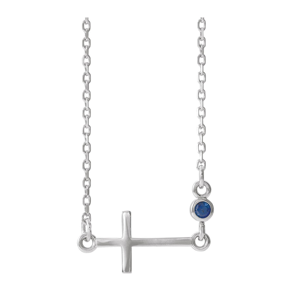 Gemstone-Accent Sideways Cross Necklace