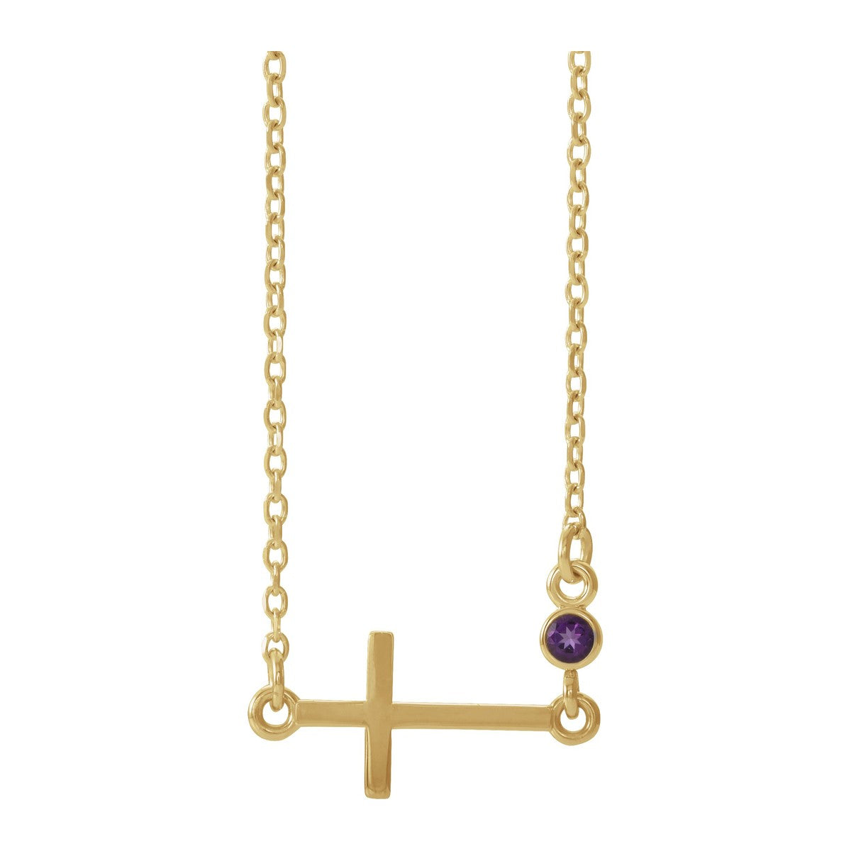 Gemstone-Accent Sideways Cross Necklace