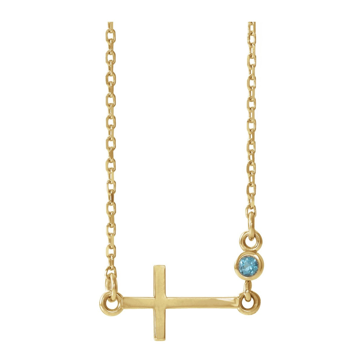 Gemstone-Accent Sideways Cross Necklace