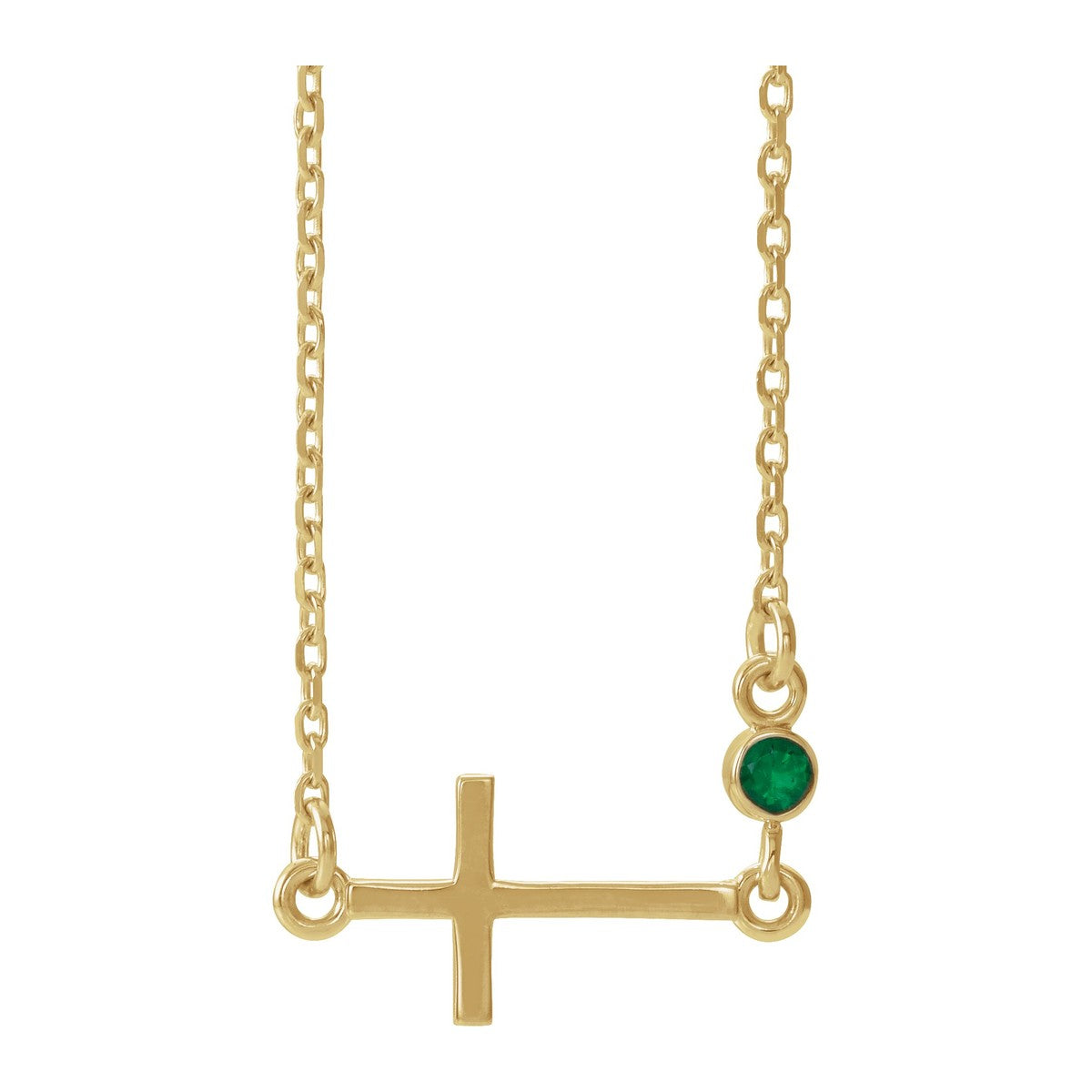 Gemstone-Accent Sideways Cross Necklace