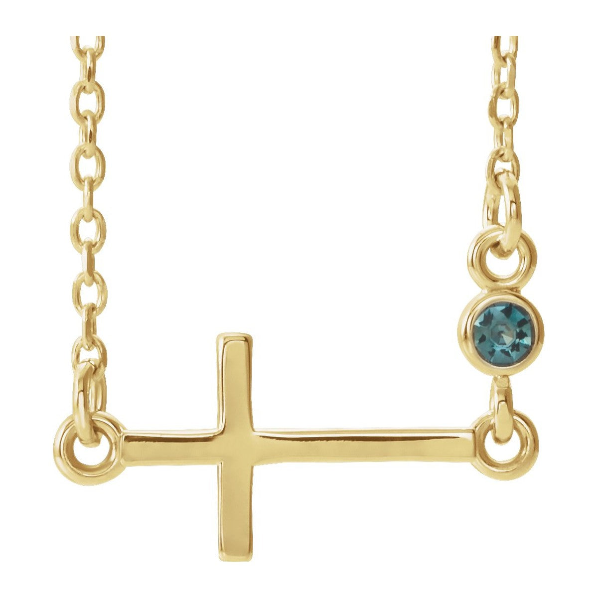 Gemstone-Accent Sideways Cross Necklace