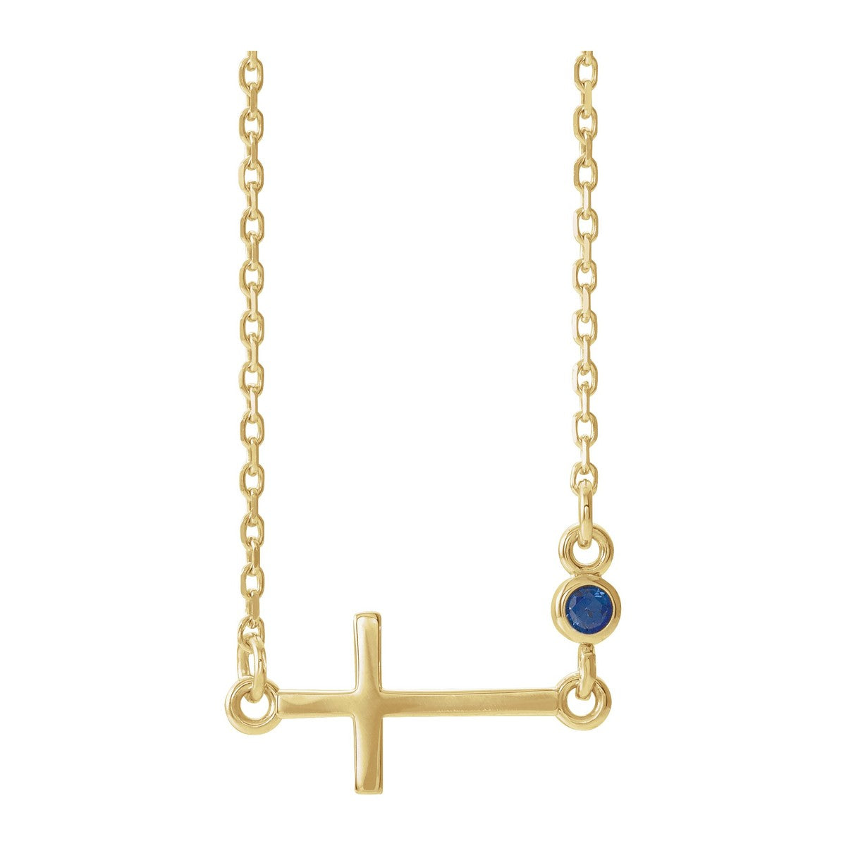 Gemstone-Accent Sideways Cross Necklace
