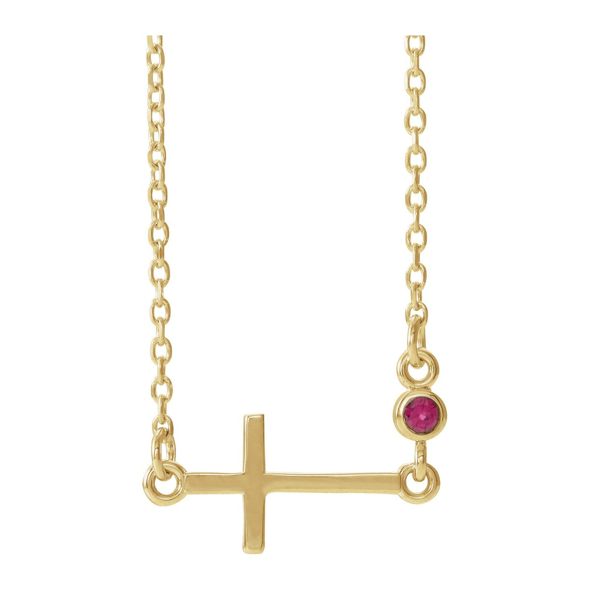 Gemstone-Accent Sideways Cross Necklace