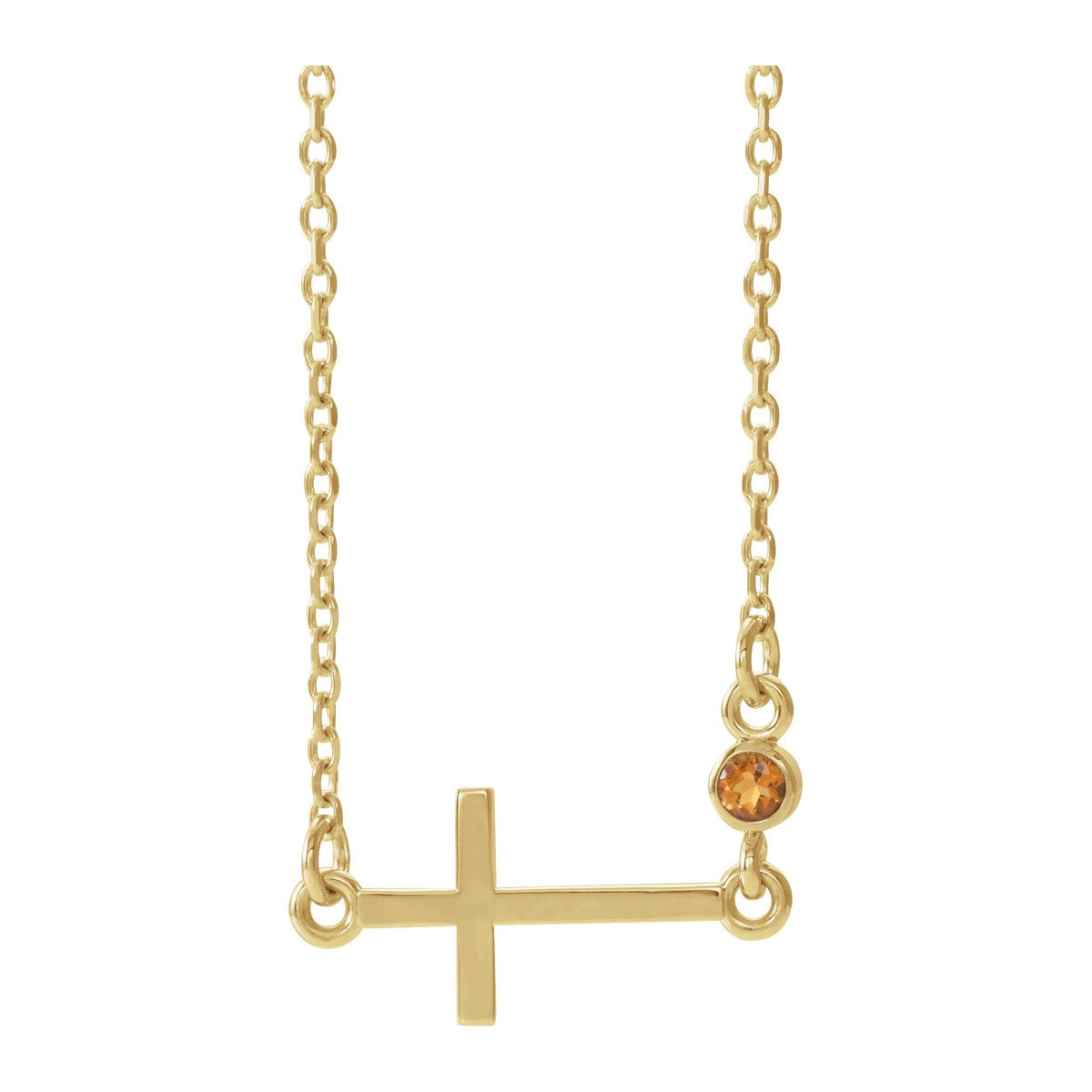 Gemstone-Accent Sideways Cross Necklace