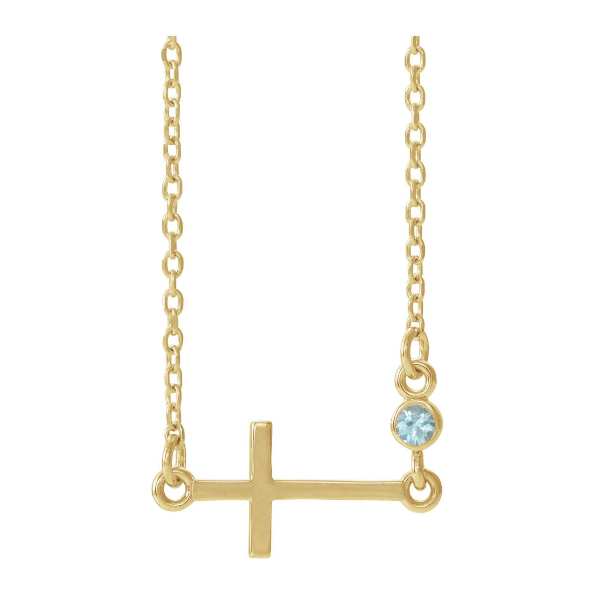 Gemstone-Accent Sideways Cross Necklace