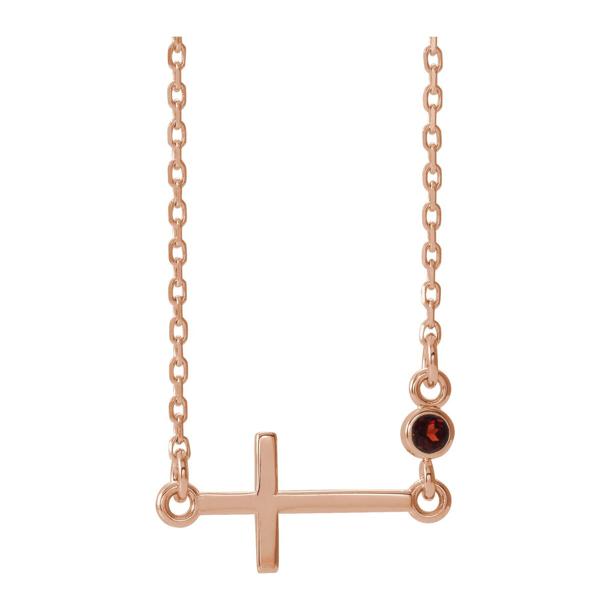 Gemstone-Accent Sideways Cross Necklace