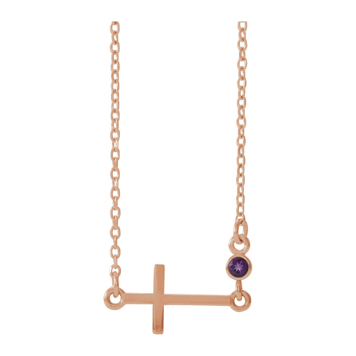 Gemstone-Accent Sideways Cross Necklace