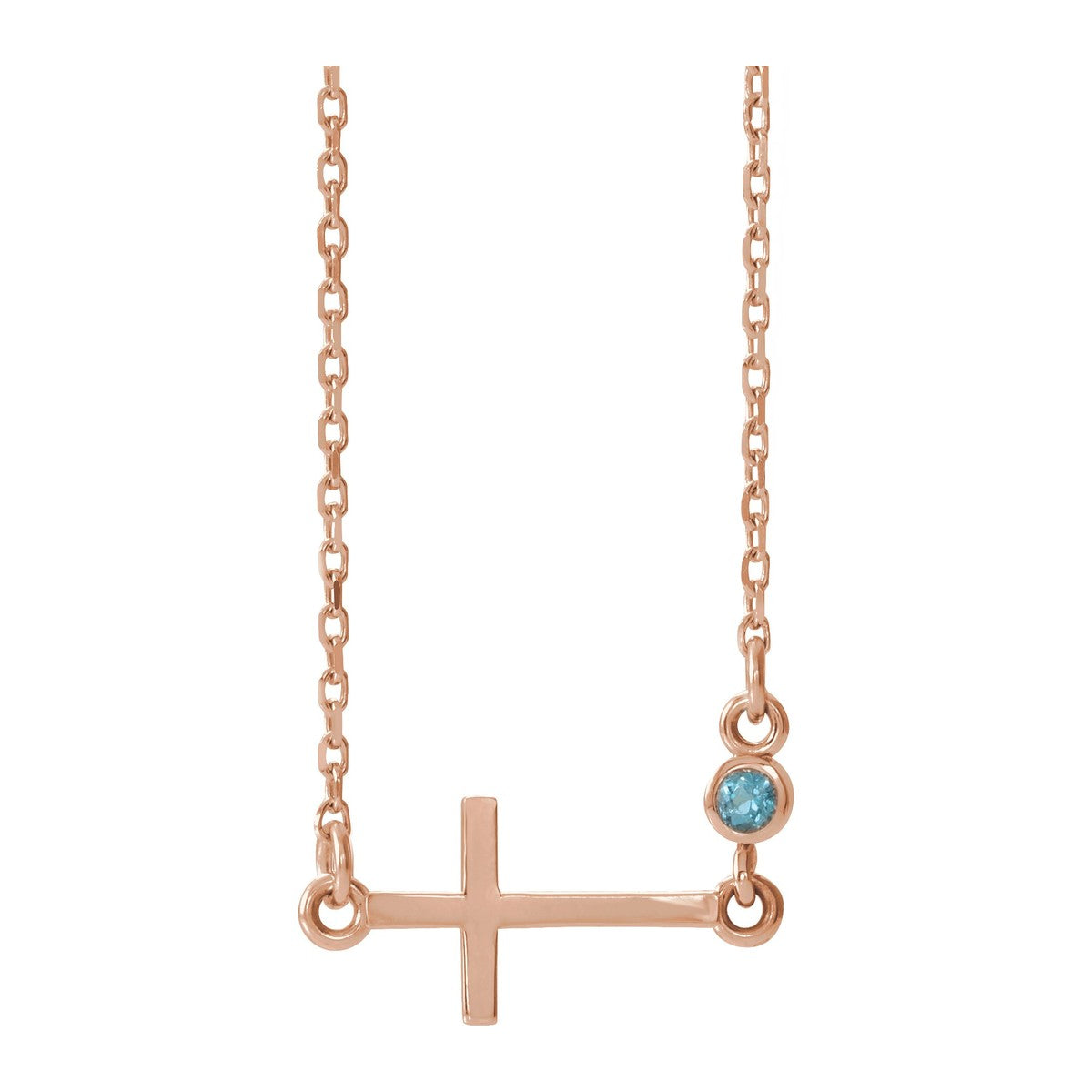 Gemstone-Accent Sideways Cross Necklace