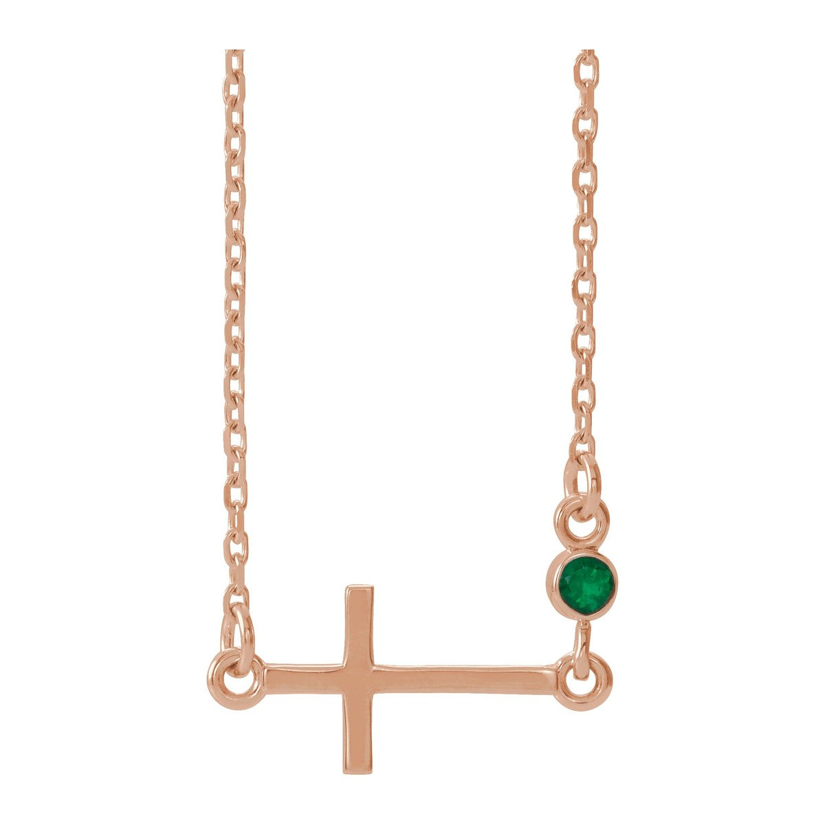 Gemstone-Accent Sideways Cross Necklace
