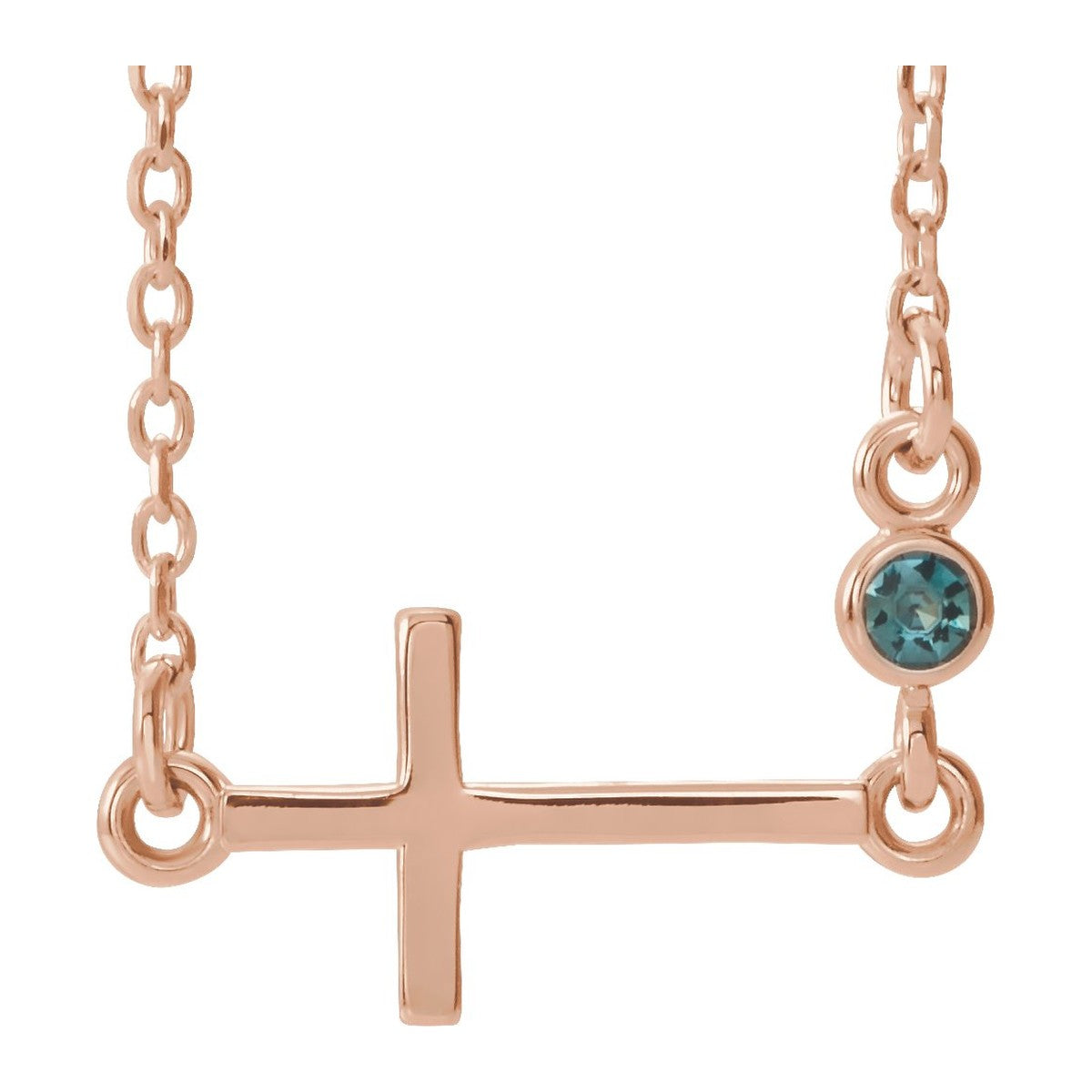 Gemstone-Accent Sideways Cross Necklace