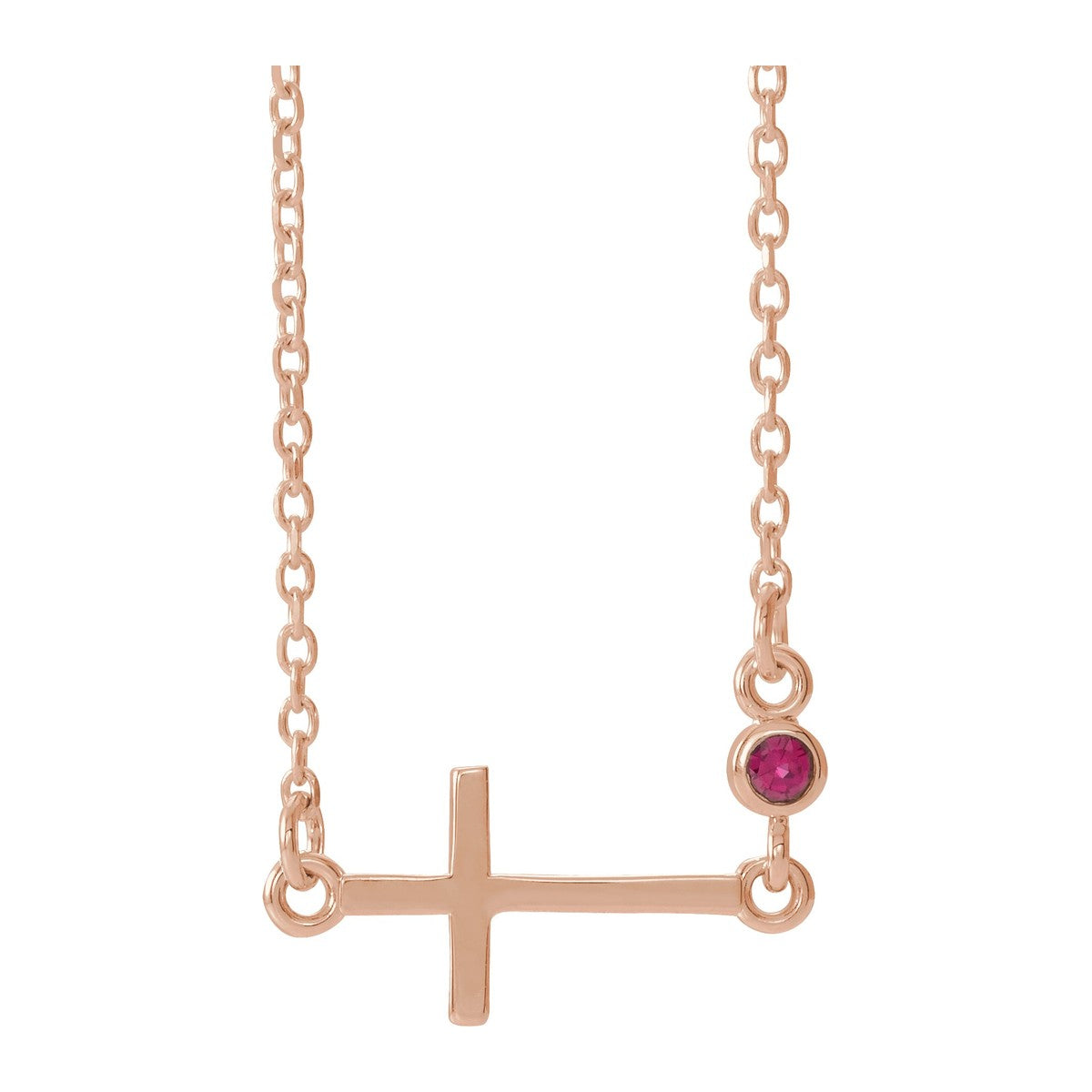 Gemstone-Accent Sideways Cross Necklace