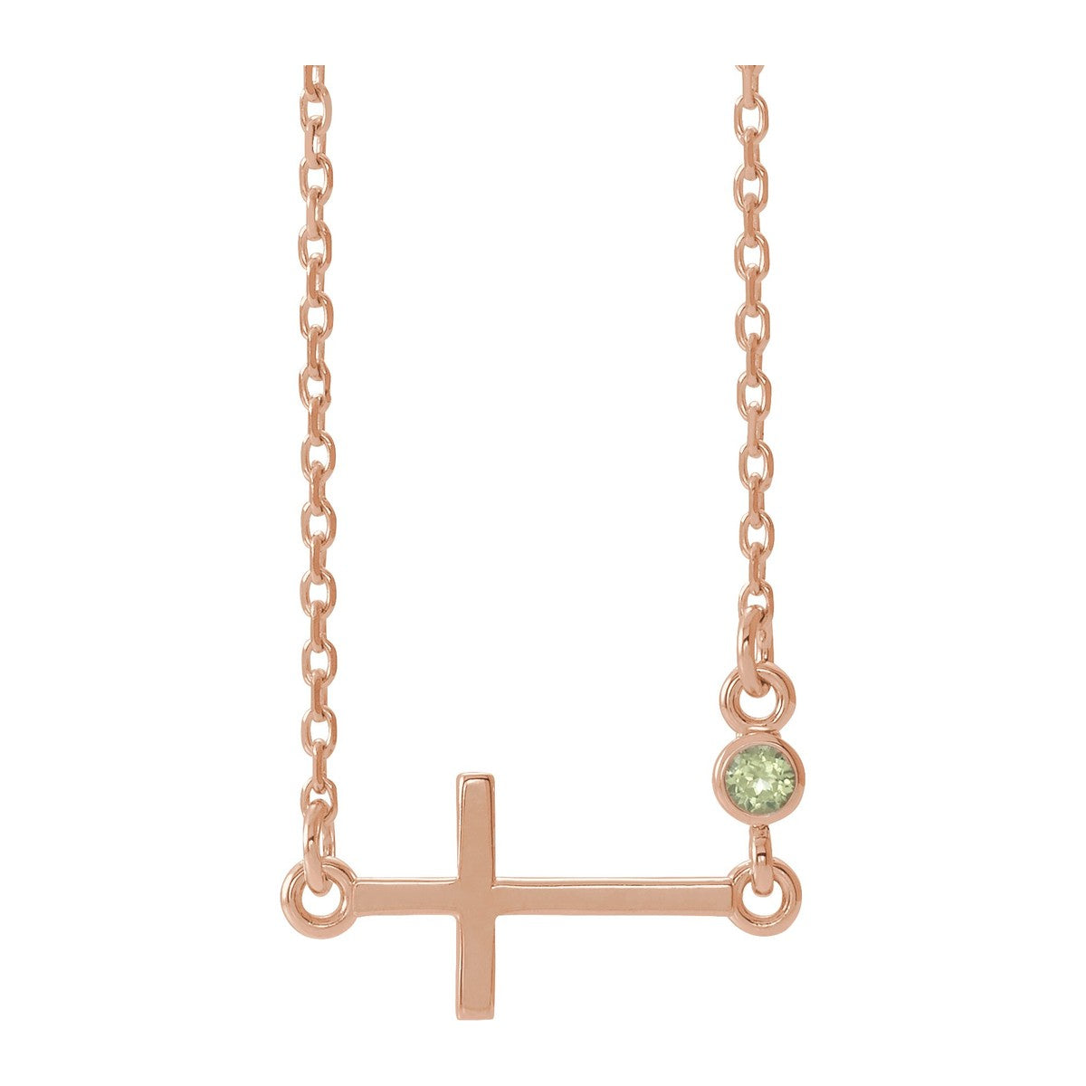 Gemstone-Accent Sideways Cross Necklace