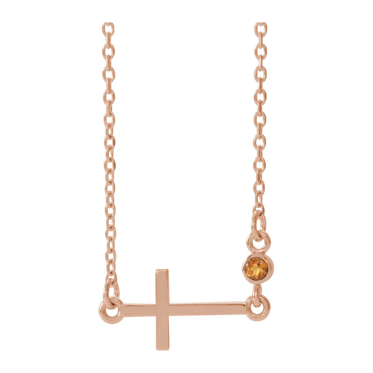 Gemstone-Accent Sideways Cross Necklace