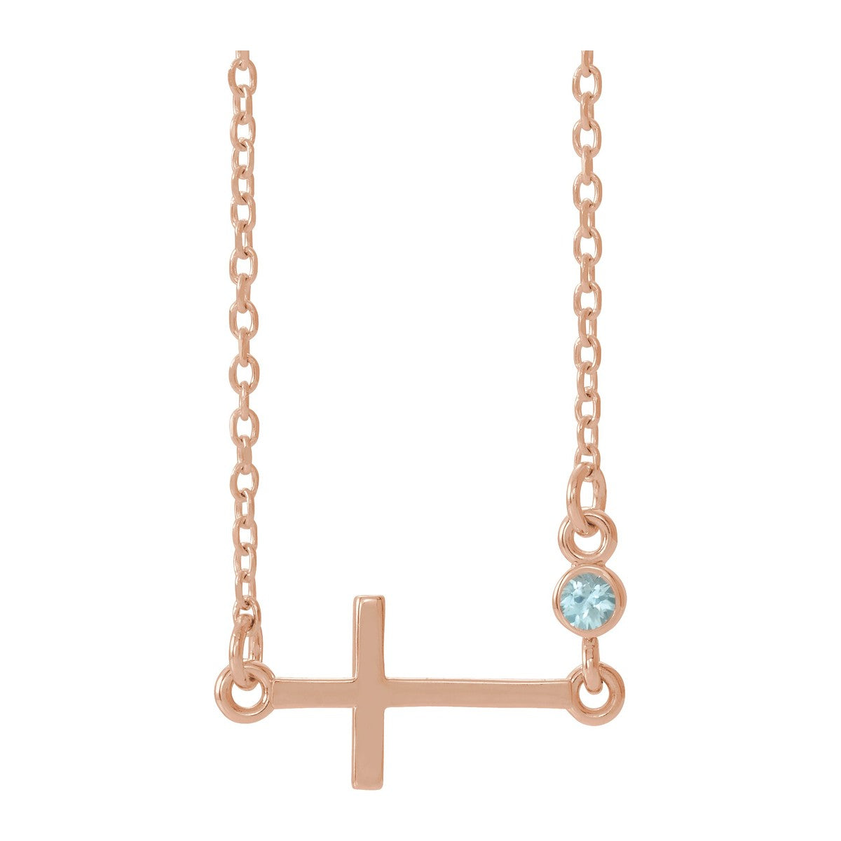 Gemstone-Accent Sideways Cross Necklace