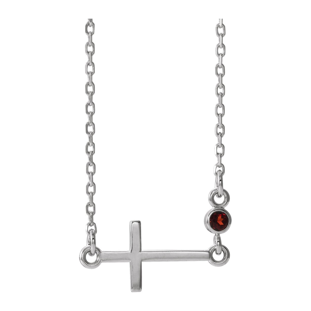 Gemstone-Accent Sideways Cross Necklace