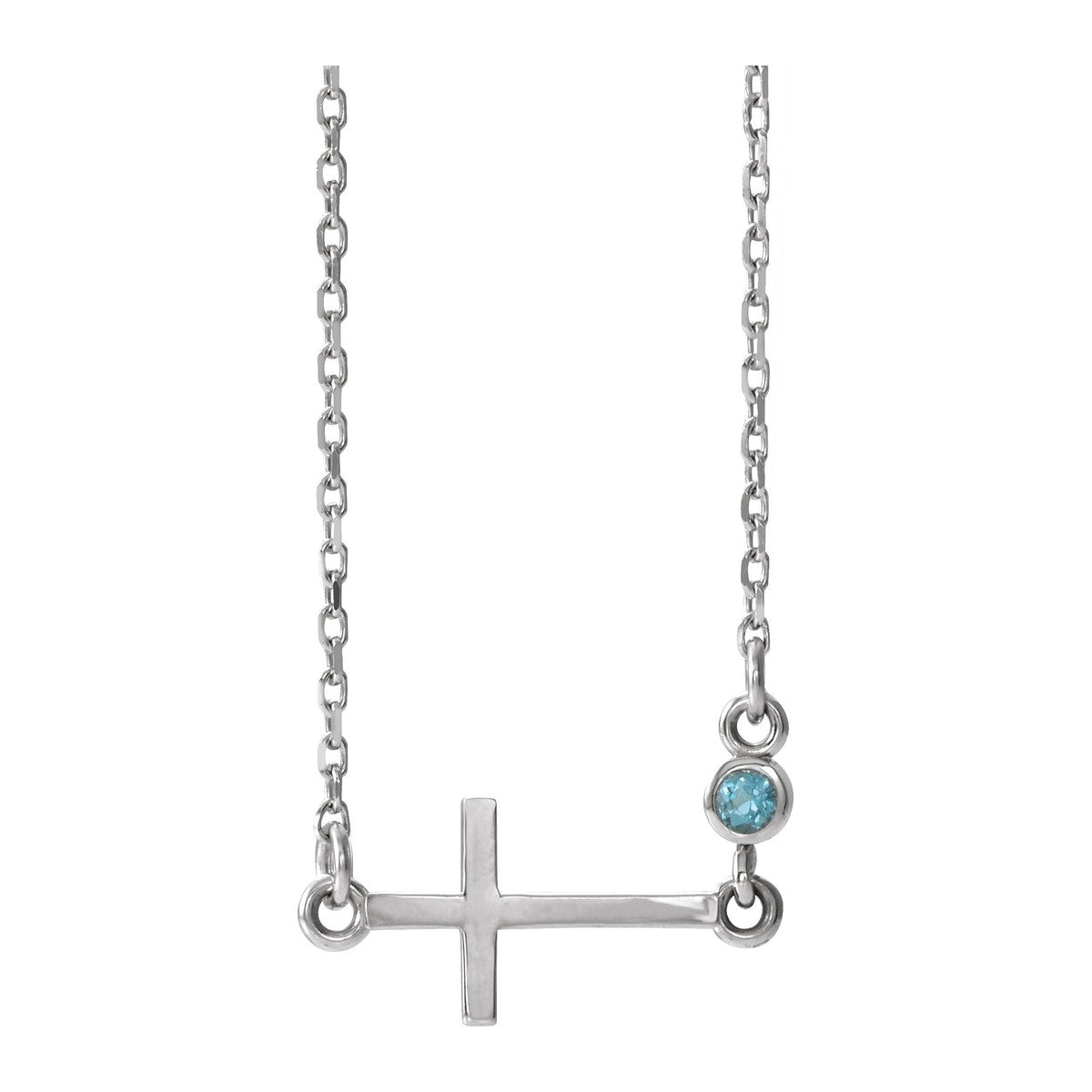 Gemstone-Accent Sideways Cross Necklace