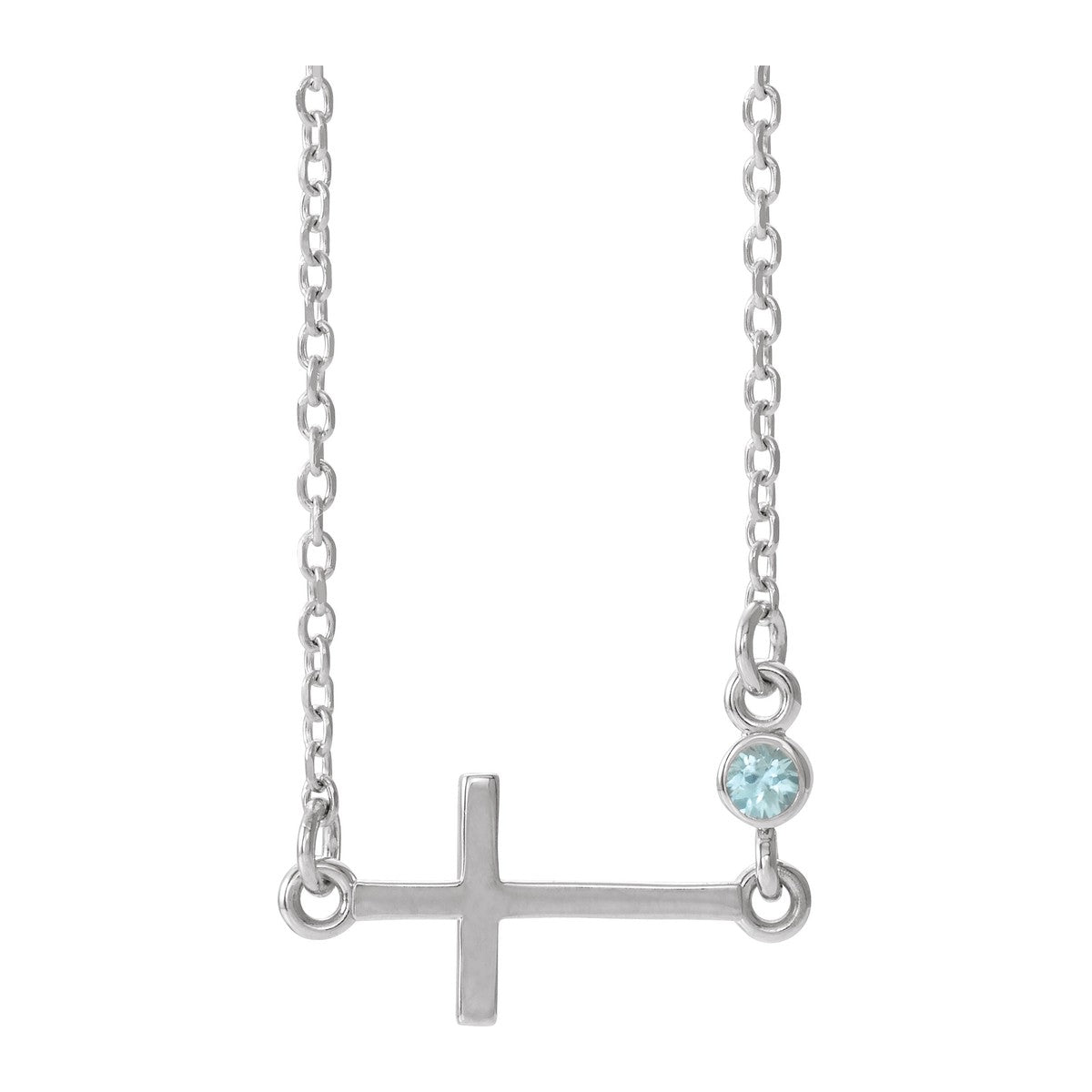 Gemstone-Accent Sideways Cross Necklace