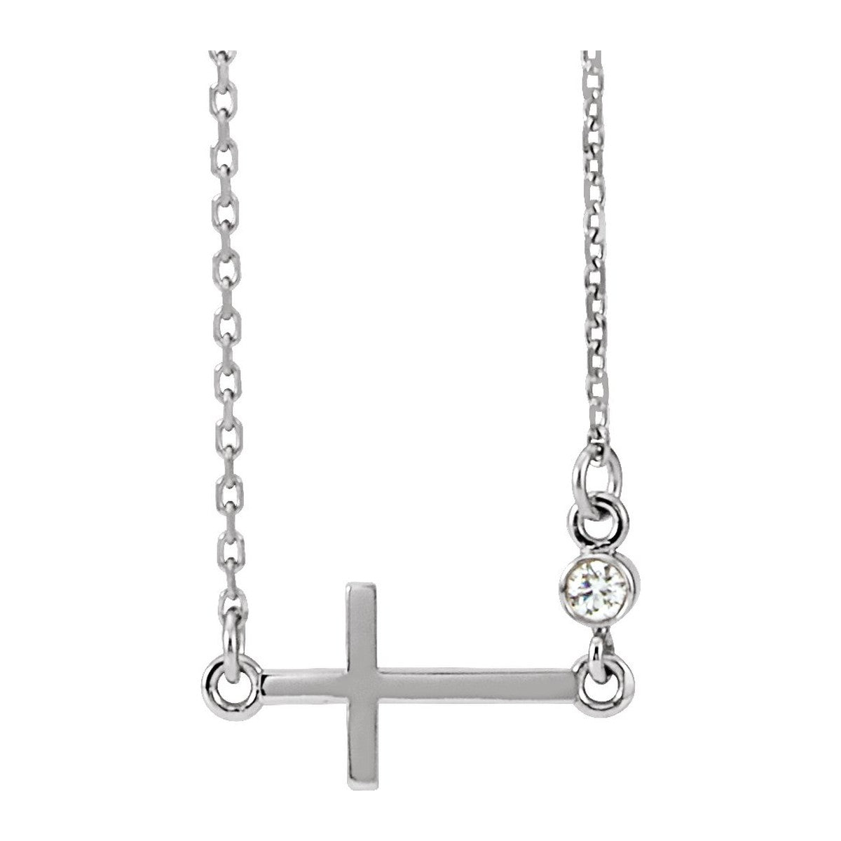 Gemstone-Accent Sideways Cross Necklace