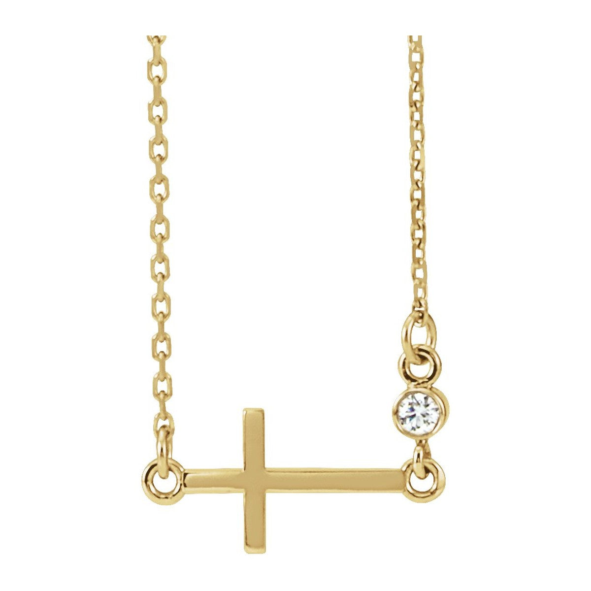 Gemstone-Accent Sideways Cross Necklace
