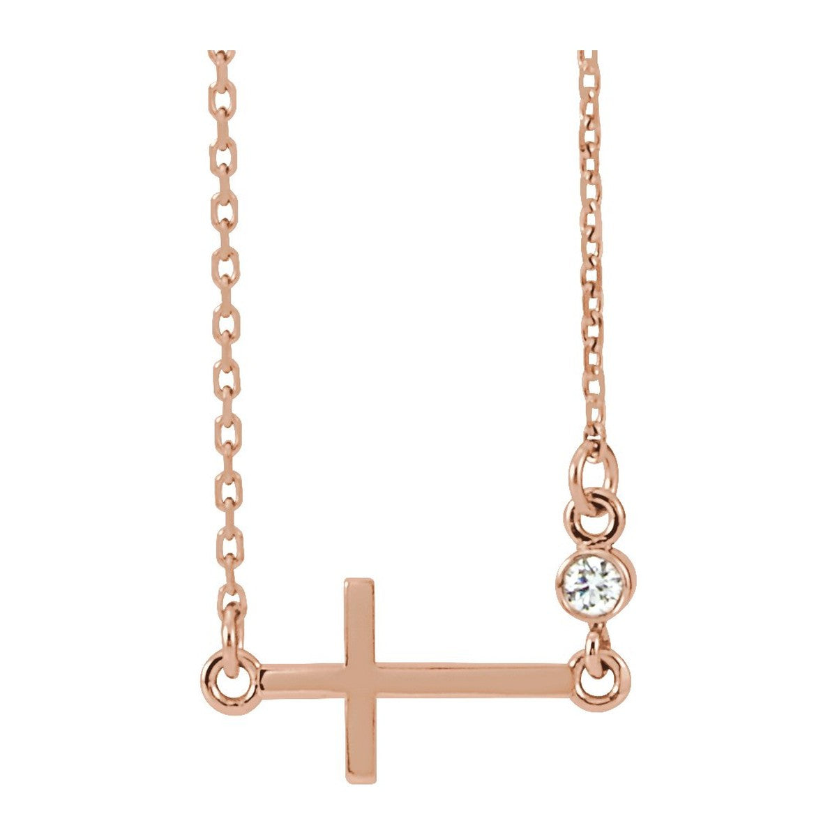 Gemstone-Accent Sideways Cross Necklace