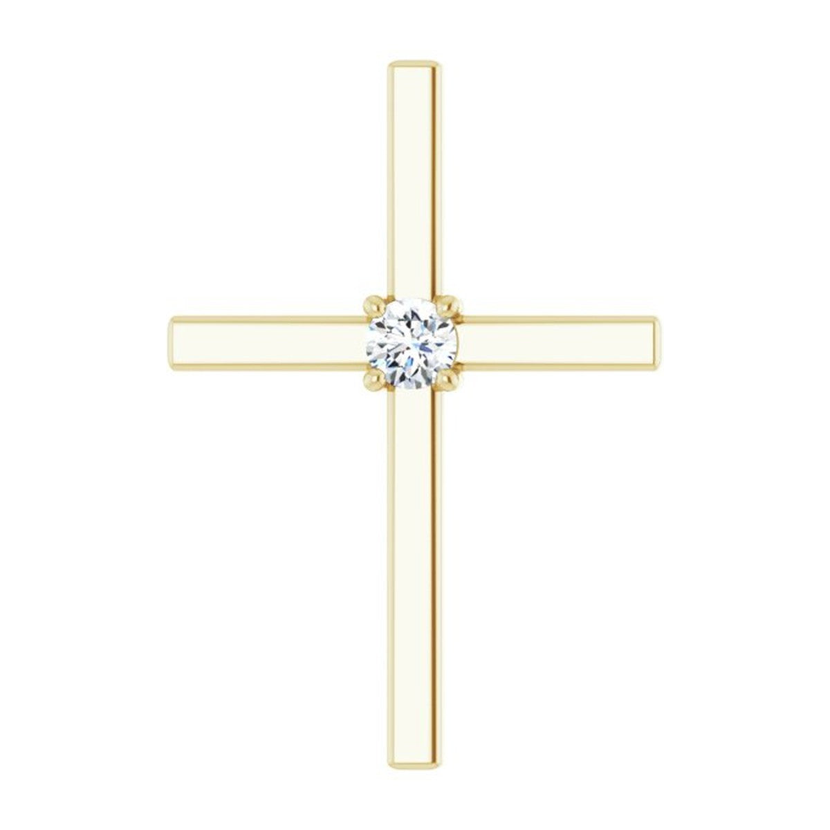 Thin Solitaire Diamond Cross Pendant