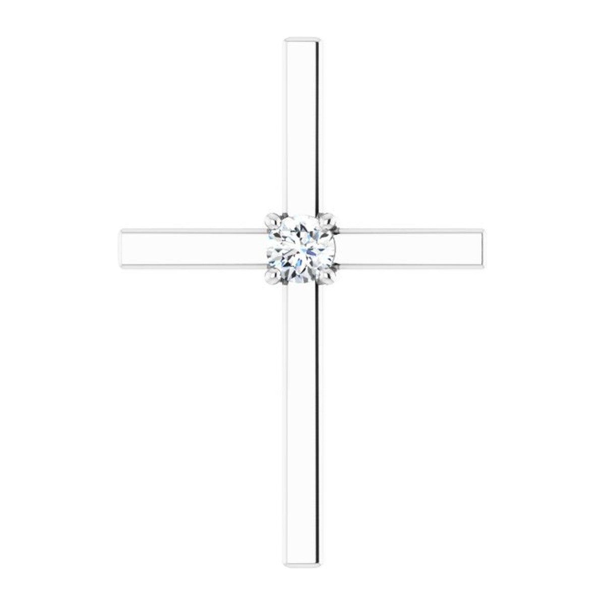 Thin Solitaire Diamond Cross Pendant