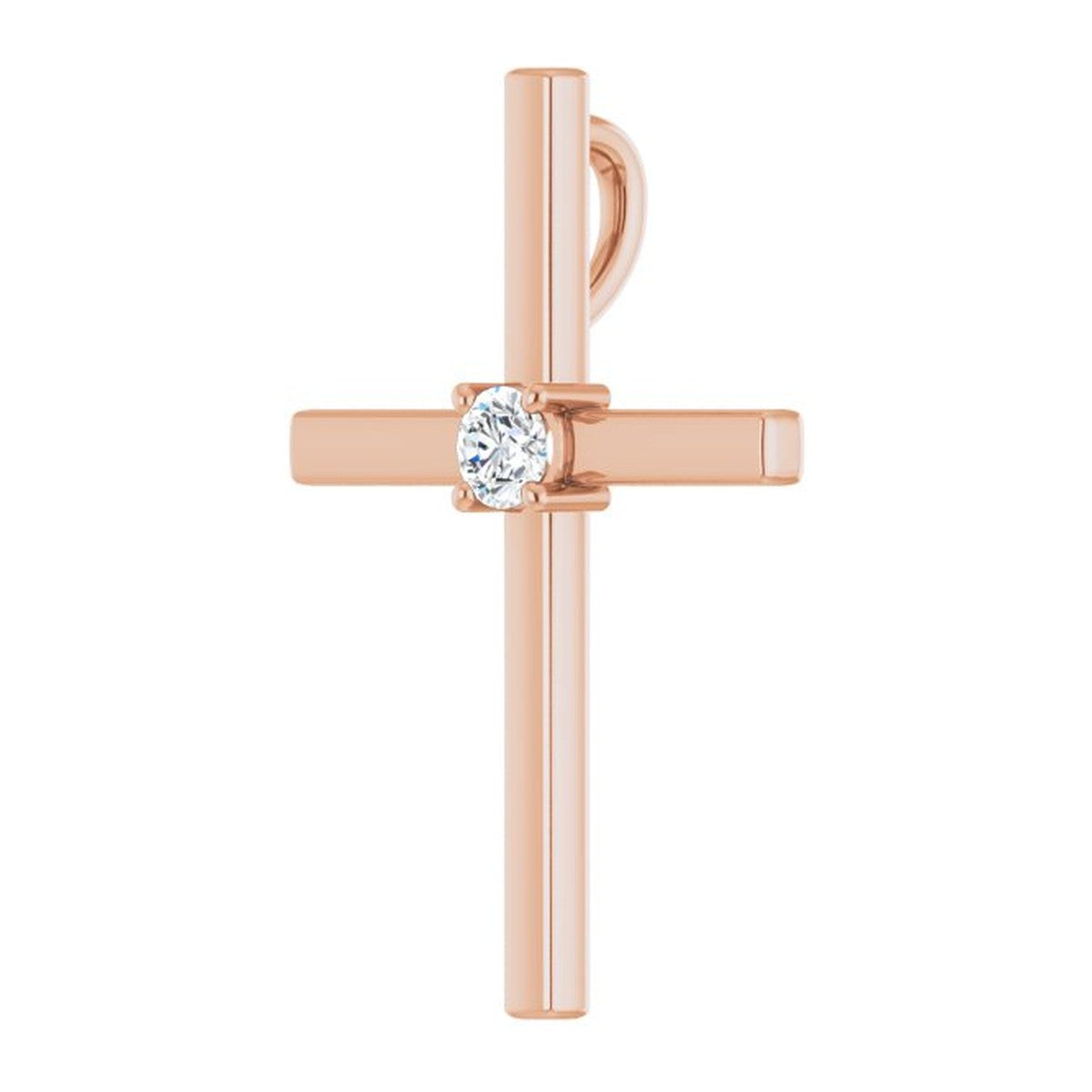 Thin Solitaire Diamond Cross Pendant