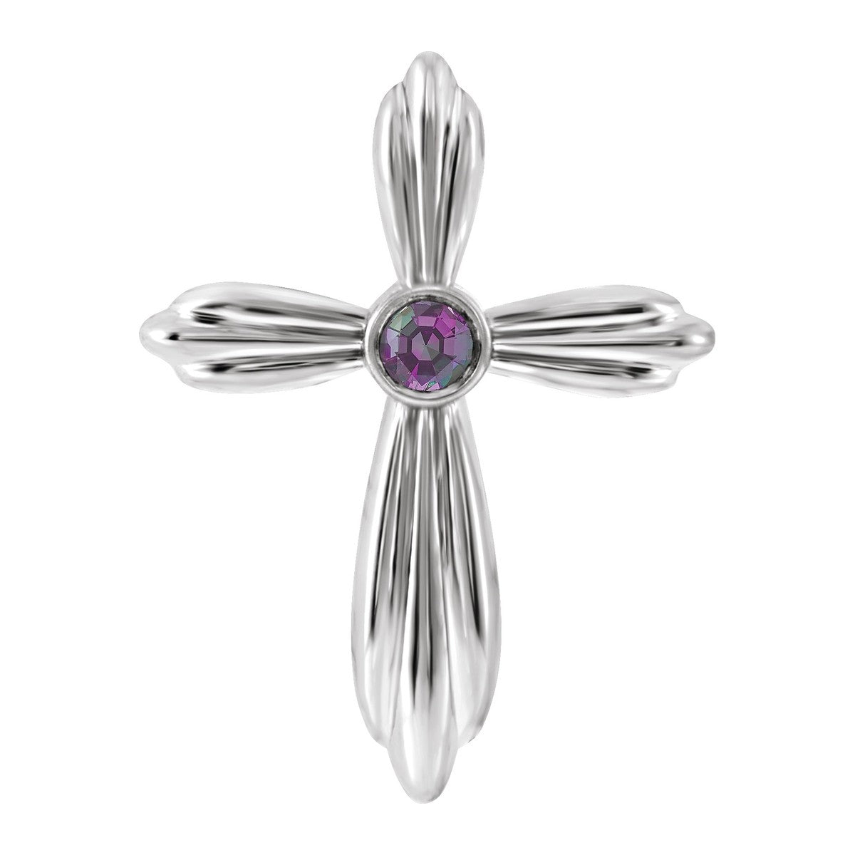 Bezel-Set Gemstone Cross Pendant