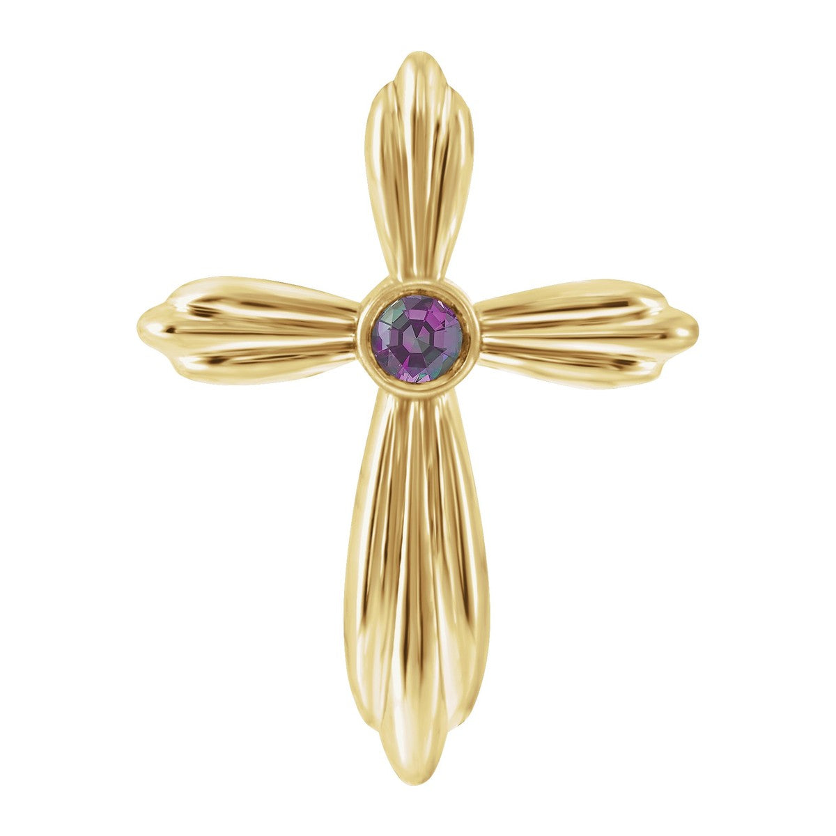 Bezel-Set Gemstone Cross Pendant