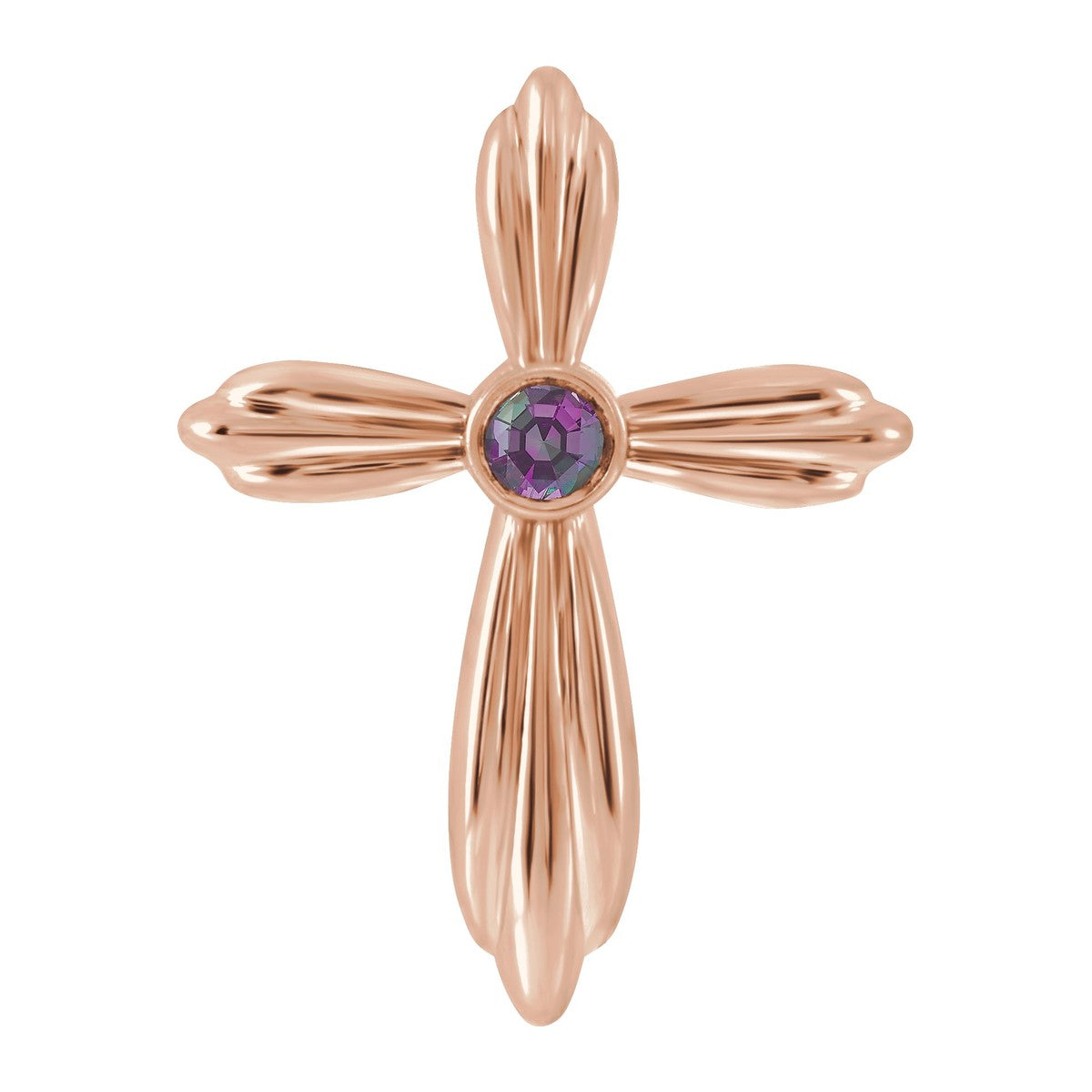 Bezel-Set Gemstone Cross Pendant