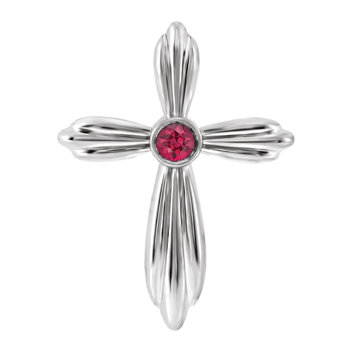 Bezel-Set Gemstone Cross Pendant