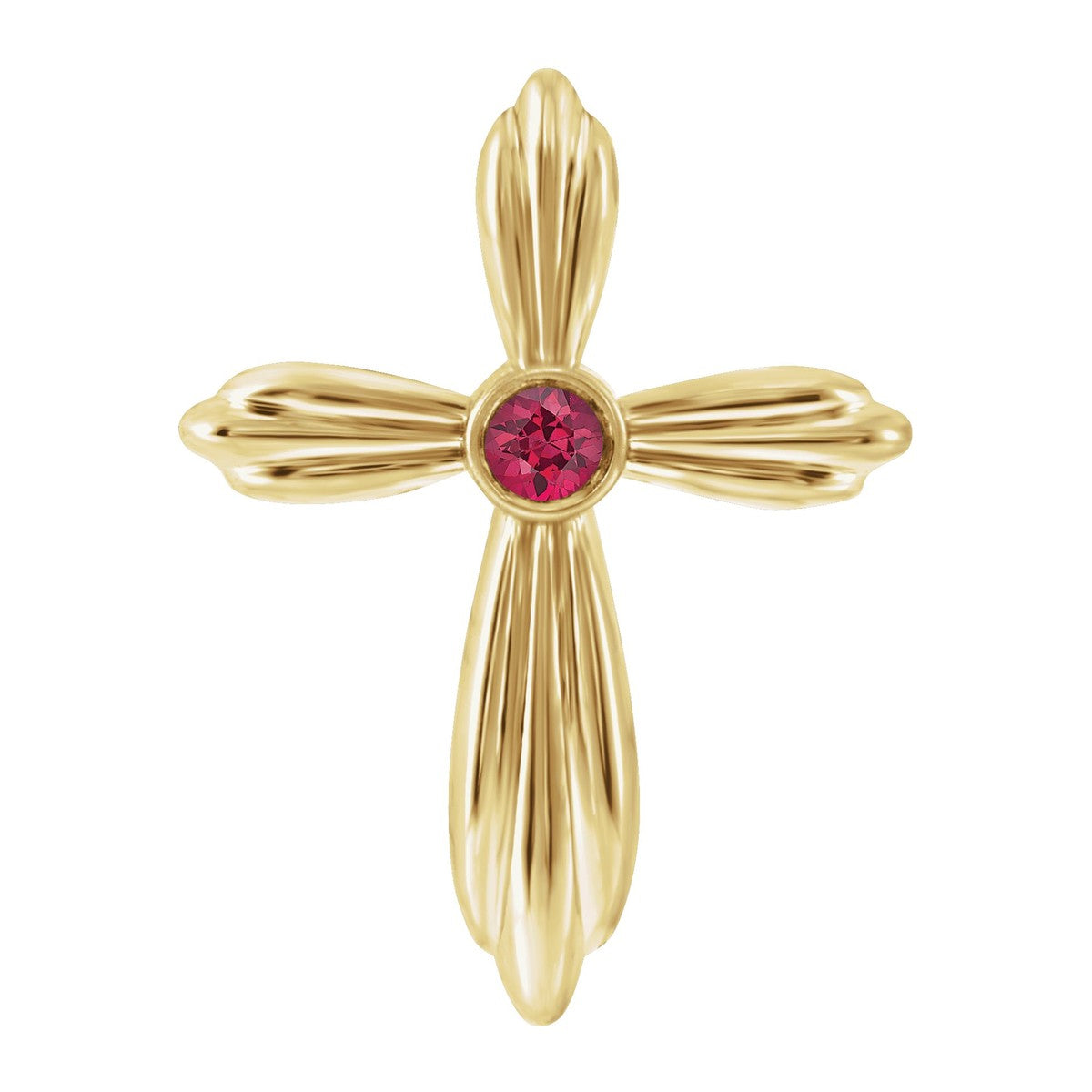 Bezel-Set Gemstone Cross Pendant