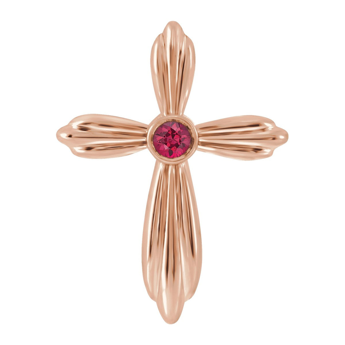 Bezel-Set Gemstone Cross Pendant