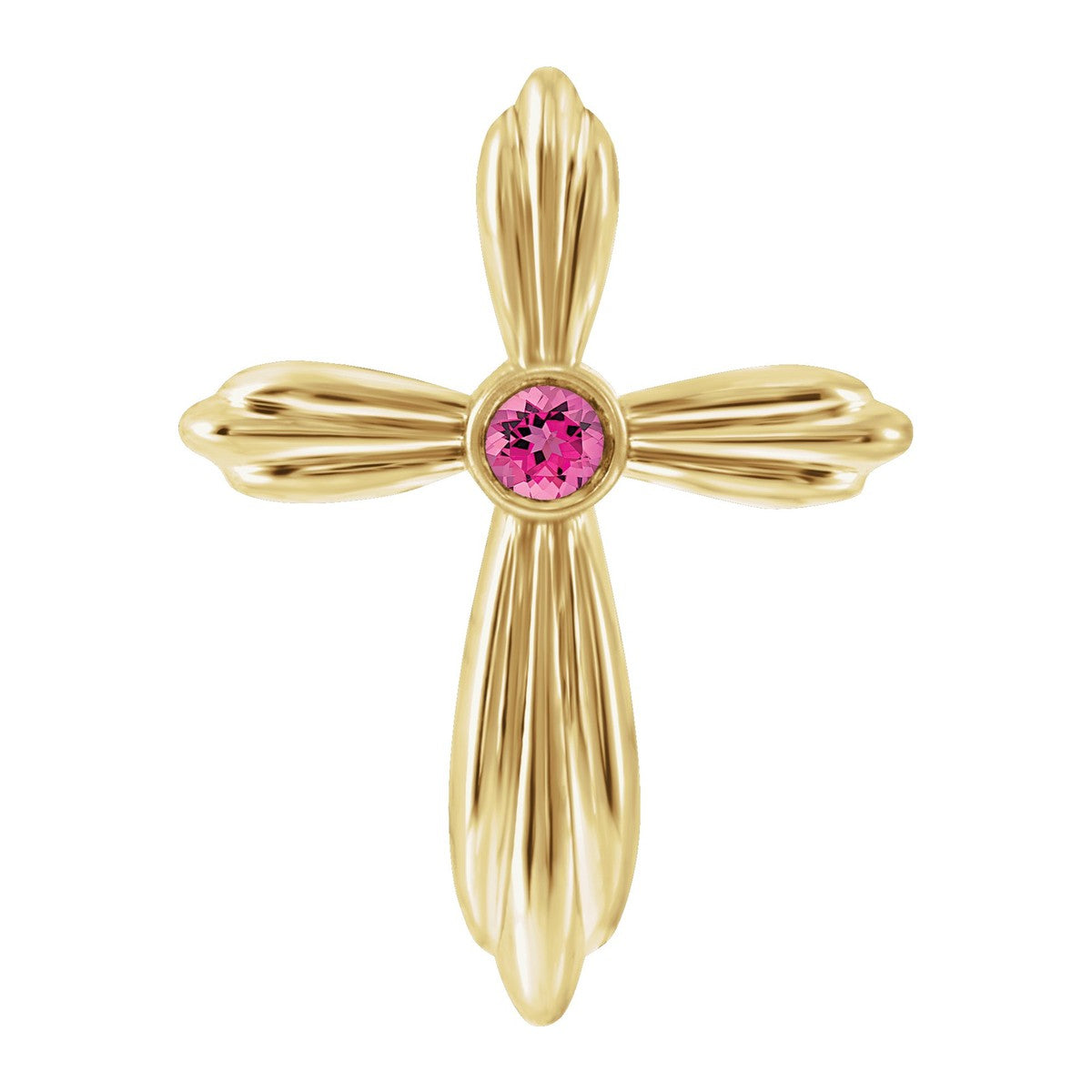 Bezel-Set Gemstone Cross Pendant