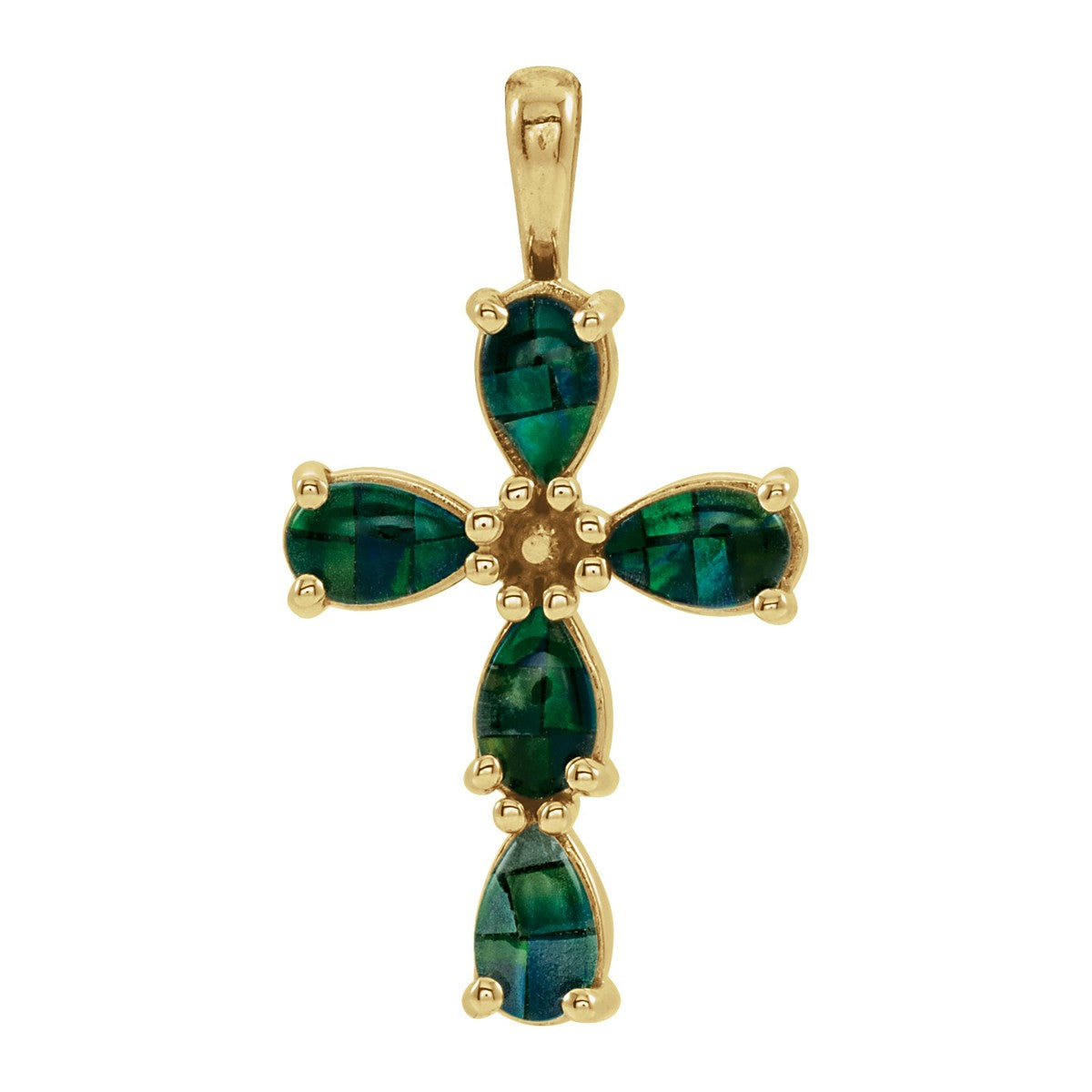Cabochon Gemstone Cross Pendant