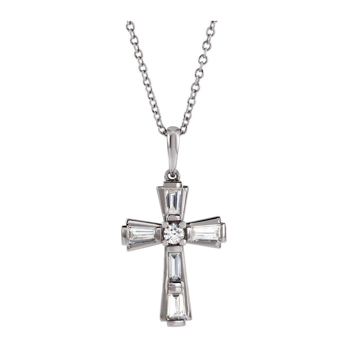 Baguette Diamond Cross Necklace
