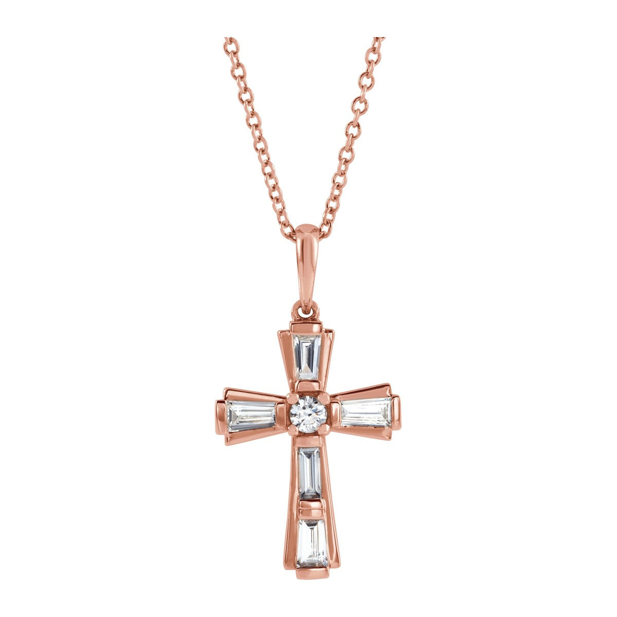 Baguette Diamond Cross Necklace