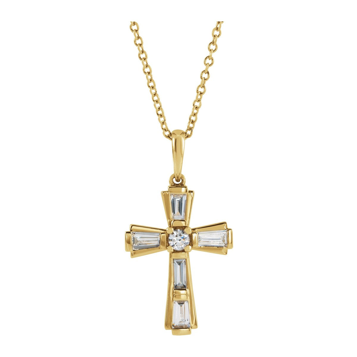 Baguette Diamond Cross Necklace