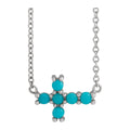 Gemstone Sideways Cross Necklace