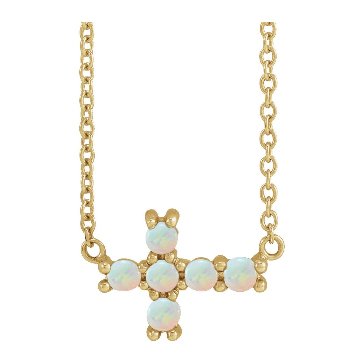 Gemstone Sideways Cross Necklace