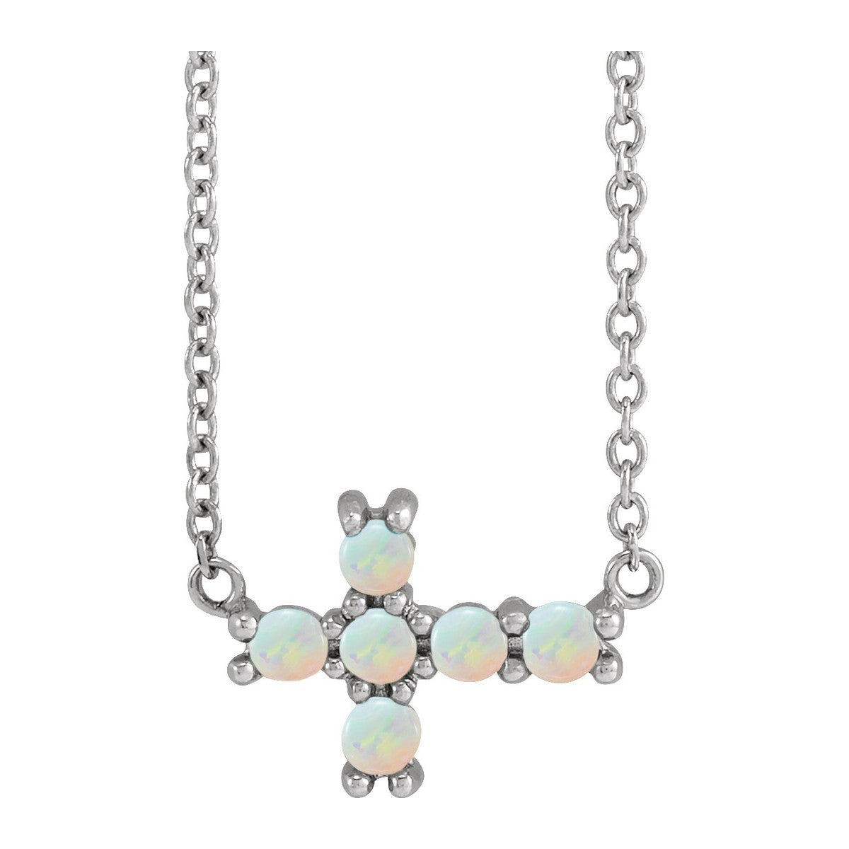 Gemstone Sideways Cross Necklace