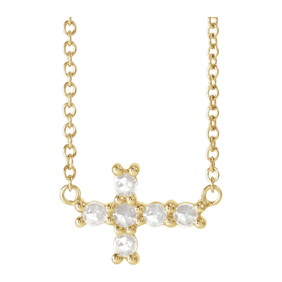 Gemstone Sideways Cross Necklace